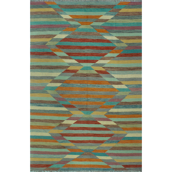 Union Rustic Burridge Handmade Wool Green/Pink Rug Wayfair